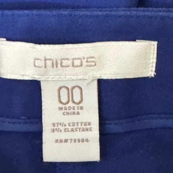 B-202 Chico’s Blue Cropped Pull on Pants Size 2 (Chico’s Size 00) - Picture 12 of 15
